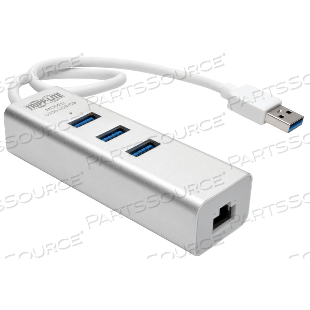USB 3.0 SUPERSPEED GIGABIT ETHERNET NIC ADAPTER W/3-PORT USB HUB by Tripp Lite USB 3.0 SUPERSPEED GIGABIT ETHERNET NIC ADAPTER W/3-PORT USB HUB by Tripp Lite