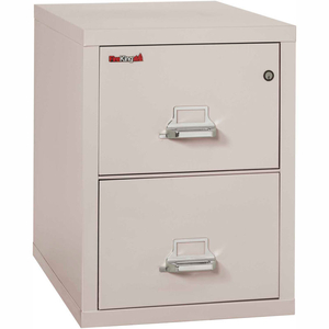 FIREPROOF 2 DRAWER VERTICAL FILE CABINET - LETTER SIZE 18"W X 31-1/2"D X 28"H - LIGHT GRAY by Fire King