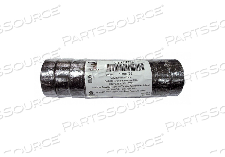 ELCTRICL TAPE 7 MIL 3/4 X 20 FT BLK PK10 by Power First