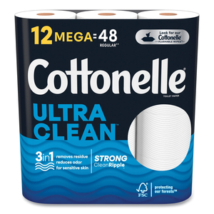 ULTRA CLEANCARE TOILET PAPER, STRONG TISSUE, MEGA ROLLS, SEPTIC SAFE, 1-PLY, WHITE, 284/ROLL, 12 ROLLS/PACK, 48 ROLLS/CARTON by Cottonelle