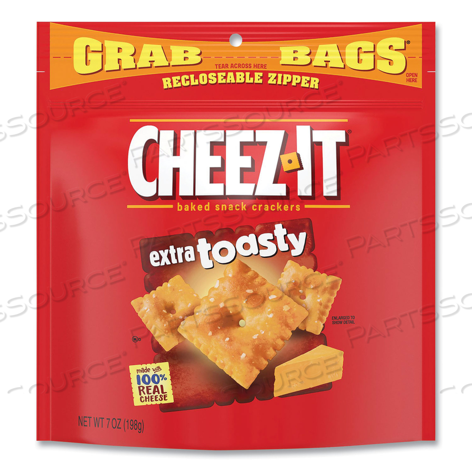 BAKED SNACK CRACKERS, EXTRA TOASTY CHEESE, 7 OZ BAG, 6/CARTON 