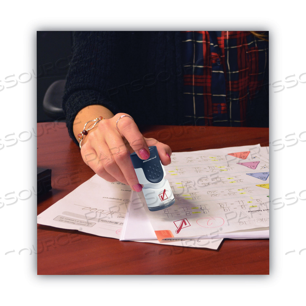 PRE-INKED ROUND STAMP, CHECK MARK, 0.63" DIA, RED by Accu-Stamp PRE-INKED ROUND STAMP, CHECK MARK, 0.63" DIA, RED by Accu-Stamp