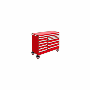 METAL 13 DRAWER MOBILE MULTI-DRAWER CABINET - 60"WX27"DX45-1/2"H RED by Rousseau Metal Inc.