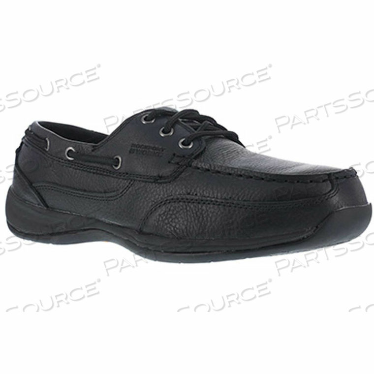 RK6738 SAILING CLUB 3 EYE TIE BOAT SHOE, STEEL TOE, MEN'S SZ 5 M WIDE, BLACK 