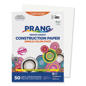 SUNWORKS CONSTRUCTION PAPER, 50 LB TEXT WEIGHT, 9 X 12, WHITE, 50/PACK by Prang SUNWORKS CONSTRUCTION PAPER, 50 LB TEXT WEIGHT, 9 X 12, WHITE, 50/PACK by Prang