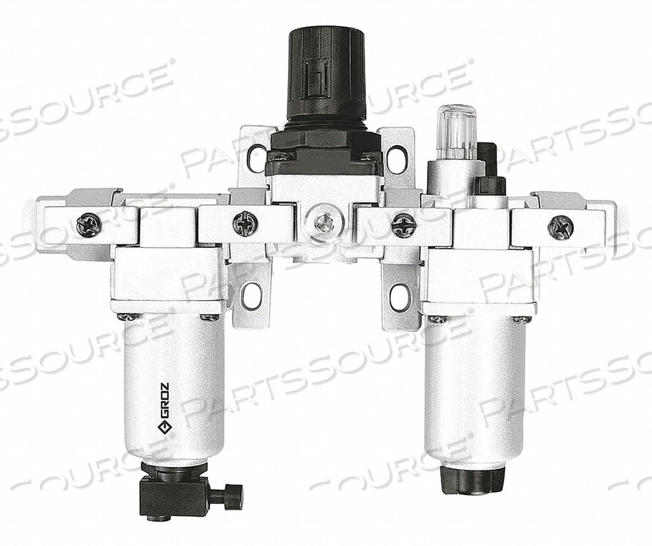 FILTER/REGULATOR/LUBRICATOR, AIR INLET SIZE 1/2 IN, AIR INLET TYPE NPT, MAXIMUM FLOW RATE 106 CFM, MAXIMUM OPERATING PRESSURE 290 PSI, FILTE by Groz