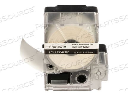 PXE TURN-TELL, VINYL, ACRYLIC ADHESIVE, 4.5 MIL, CLEAR, BLACK ON WHITE, 1 IN X 1.25 IN 1 CASSETTE(S) (1 ROLL(S) X 125) SELF-LAMINATING LABEL by Panduit