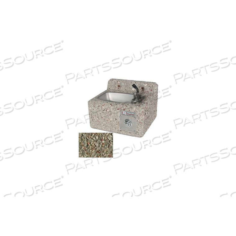 CONCRETE WALL-MOUNT OUTDOOR DRINKING FOUNTAIN - GRAY LIMESTONE 