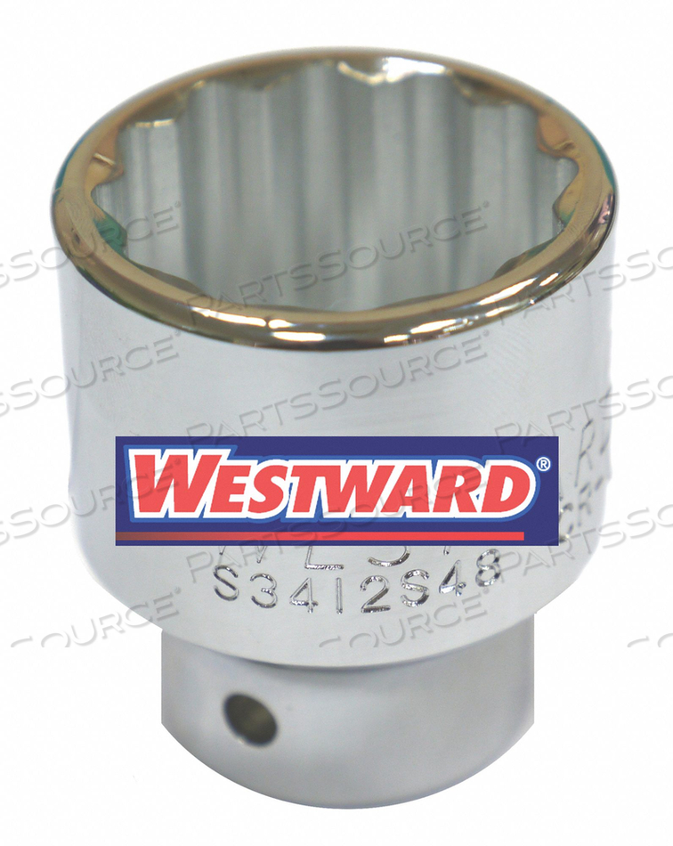 SOCKET, SOCKET SIZE 2 1/8 IN, 12-POINT, ALLOY STEEL, CHROME, STANDARD, HAND, DRIVE SIZE 3/4 IN, SAE, IMPACT RATED NO, STANDARDS ASME B107.1 by Westward SOCKET, SOCKET SIZE 2 1/8 IN, 12-POINT, ALLOY STEEL, CHROME, STANDARD, HAND, DRIVE SIZE 3/4 IN, SAE, IMPACT RATED NO, STANDARDS ASME B107.1 by Westward