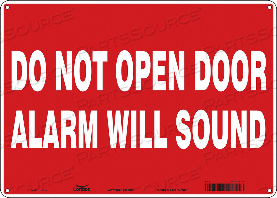 SAFETY SIGN EMERGENCY EXIT, HORIZONTAL RECTANGLE, NUMBER OF PRINTED SIDES 1, ENGLISH, SIGN FORMAT OTHER FORMAT, SIGN LEGEND DO NOT OPEN DOOR by Condor