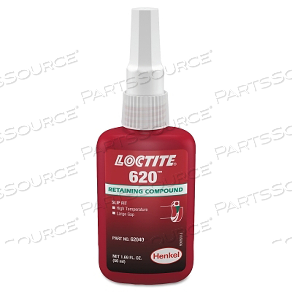 620 RETAINING COMPOUND HIGH TEMPERATURE, 50 ML BOTTLE, GREEN, 3800 PSI by Loctite Brand 620 RETAINING COMPOUND HIGH TEMPERATURE, 50 ML BOTTLE, GREEN, 3800 PSI by Loctite Brand
