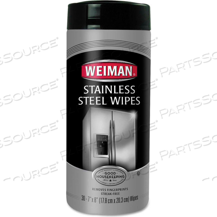 STAINELSS STEEL CLEANING WIPES, 30 WIPES/CAN - 92 by Weiman