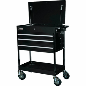 34-1/2" PROFESSIONAL 3 DRAWER BLACK SERVICE CART by Homak Manufacturing