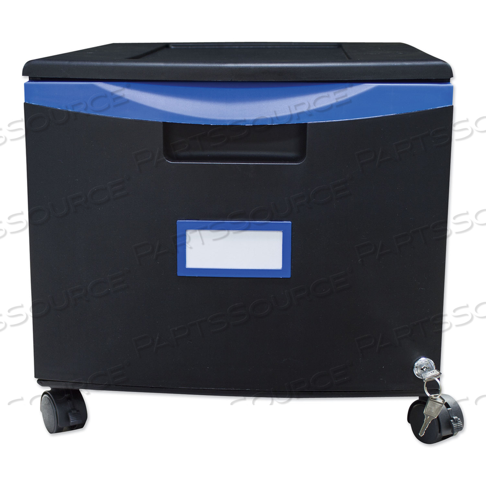 SINGLE-DRAWER MOBILE FILING CABINET, 1 LEGAL/LETTER-SIZE FILE DRAWER, BLACK/BLUE, 14.75" X 18.25" X 12.75" 