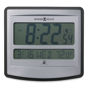 NIKITA WALL CLOCK, SILVER/CHARCOAL CASE, 8.75" X  8", 2 AA (SOLD SEPARATELY) by Howard Miller Clock Co