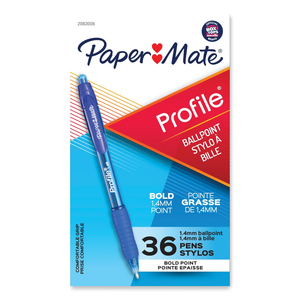 PROFILE BALLPOINT PEN, RETRACTABLE, BOLD 1.4 MM, BLUE INK, BLUE BARREL, 36/PACK by Paper Mate