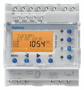 ELECTR TIMER DIN RAIL 365 DAY ASTRO 4CHN by Theben