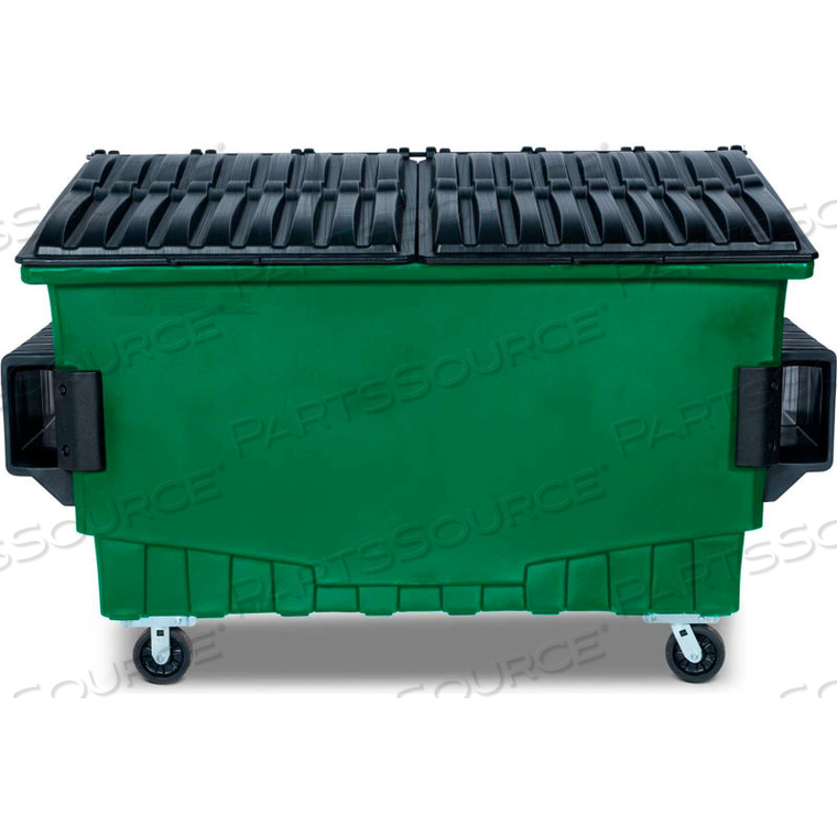 2 CUBIC YARD FRONT LOADING DUMPSTER W/ BUMPERS, WASTE GREEN 