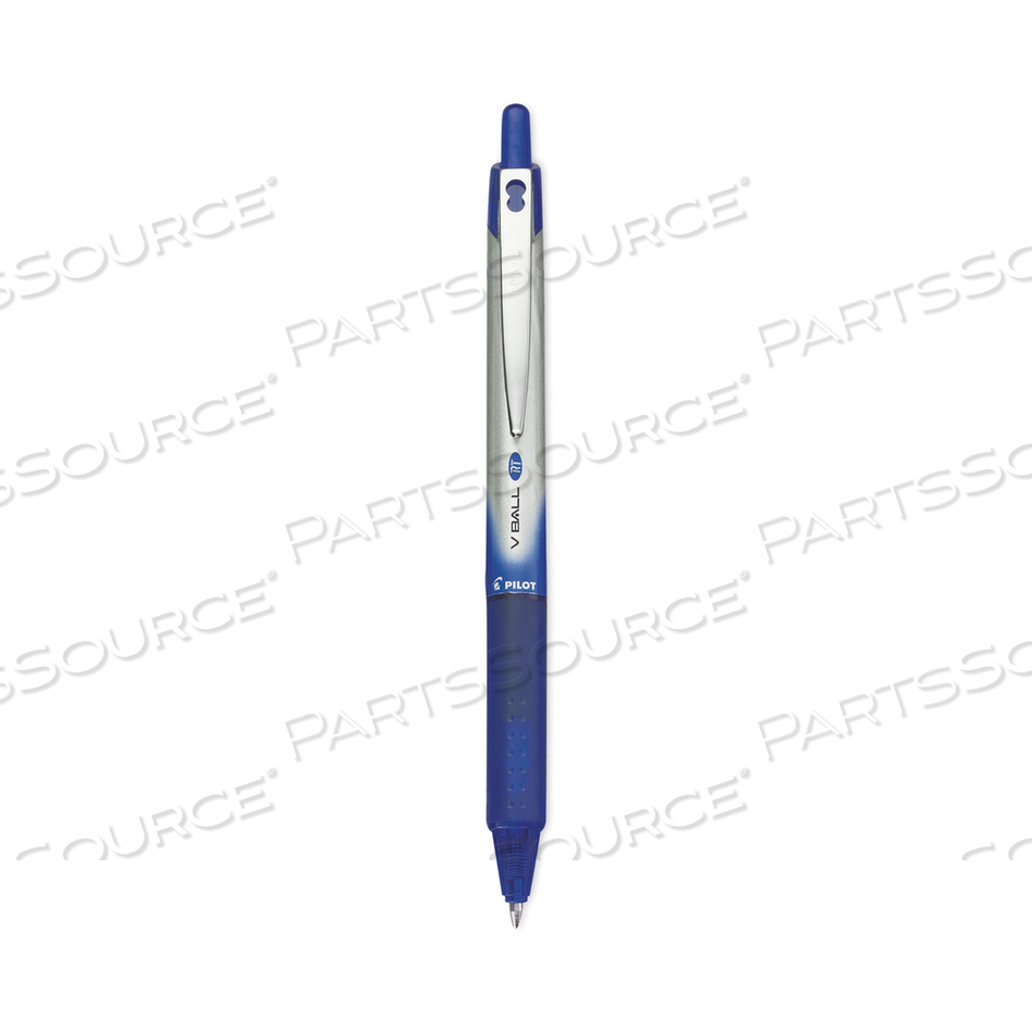 VBALL RT LIQUID INK ROLLER BALL PEN, RETRACTABLE, FINE 0.7 MM, BLUE INK, BLUE/WHITE BARREL by Pilot