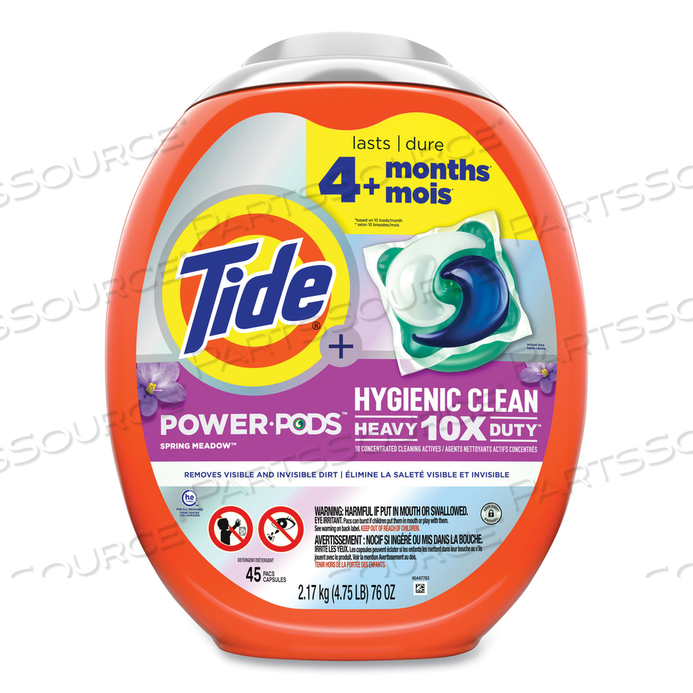 HYGIENIC CLEAN HEAVY 10X DUTY POWER PODS, FRESH MEADOW SCENT, 76 OZ TUB, 45 PODS by Tide