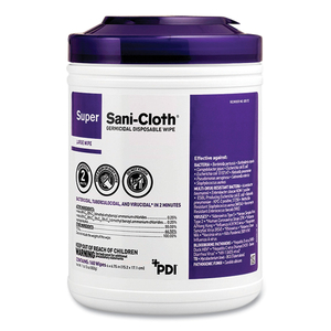 SUPER SANI-CLOTH GERMICIDAL DISPOSABLE WIPES, EXTRA-LARGE, 1-PLY, 7.5" X 15", UNSCENTED, WHITE, 75/PACK by Sani Professional