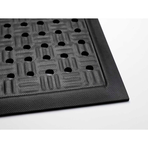 CUSHION STATION ANTI FATIGUE MAT W/HOLES 7/16" THICK 3' X 20' BLACK by Andersen Company