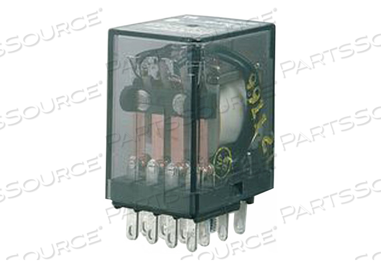 GENERAL PURPOSE RELAY, 5 A CONTACT, 24 VDC COIL, 120 VAC CONTACT, 4 POLES, 4PDT, QUICK CONNECT, SOCKET, 0.859 IN X 1.281 IN X 1.109 IN 