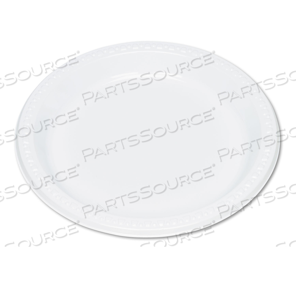 PLASTIC DINNERWARE, PLATES, 9" DIA, WHITE by Tablemate PLASTIC DINNERWARE, PLATES, 9" DIA, WHITE by Tablemate
