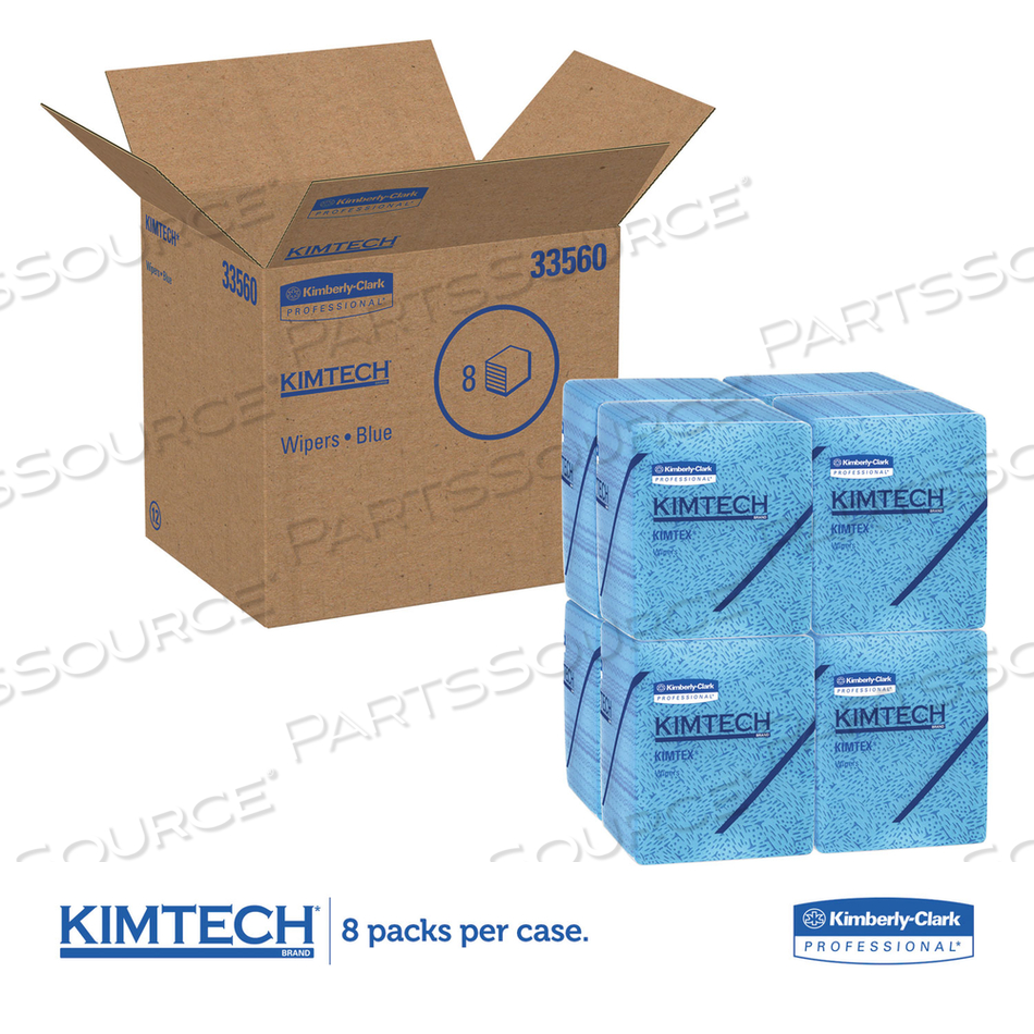 POWER CLEAN OIL, GREASE AND INK CLOTHS, 1/4 FOLD, 12.5 X 12, BLUE, 66/BOX by WypAll