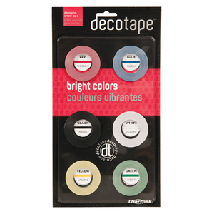 DECO BRIGHT DECORATIVE TAPE, 1" CORE, 0.13" X 27 FT, ASSORTED COLORS, 6/BOX by Chartpak