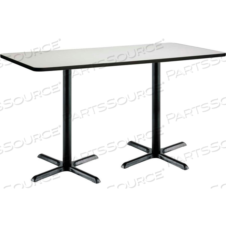 RECTANGULAR BISTRO TABLE - 36" X 72" - CRISP LINEN TOP BLACK X-BASE 