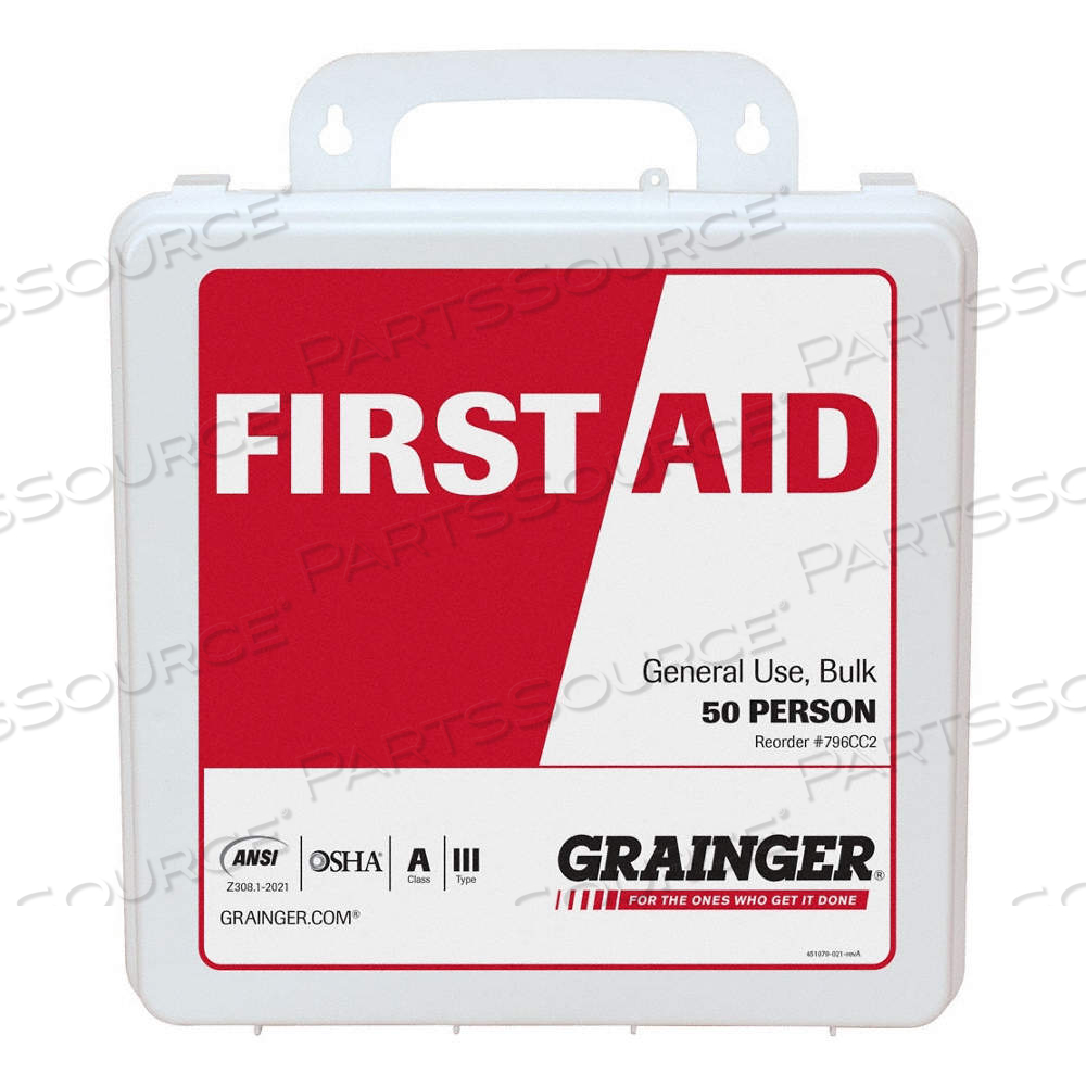 FIRST AID KIT AND HOUSING, 184 COMPONENTS, ANSI/ISEA Z308.1-2021, TYPE III, CLASS A 