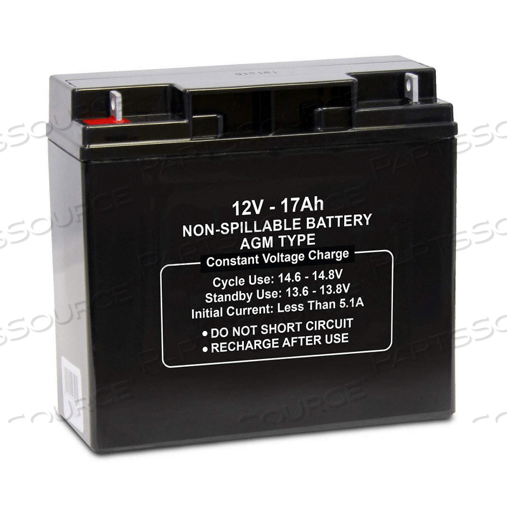 SEALED LEAD ACID BATTERY, 12V DC, 17 AH CAPACITY, 6.54 IN HT, 7.12 IN WD, 2.99 IN DP 