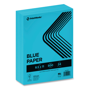 COLOR PAPER, 24 LB TEXT WEIGHT, 8.5 X 11, BLUE, 500/REAM by PrintWorks Professional