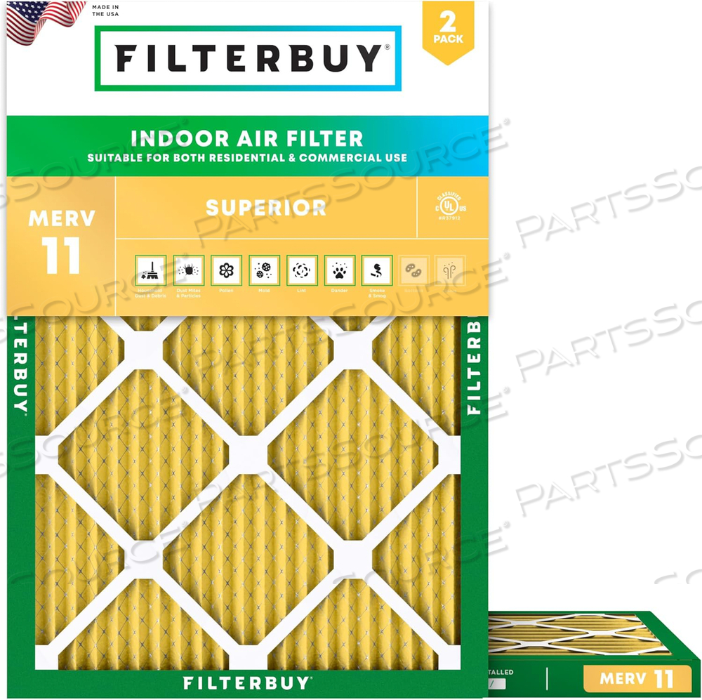 FILTERBUY 6X12X1 AIR FILTER MERV 11 ALLERGEN DEFENSE (2-PACK), PLEATED HVAC AC FURNACE AIR FILTERS REPLACEMENT (ACTUAL SIZE: 6.00 X 12.00 X 1.00 INCHES) by Filterbuy, Inc.