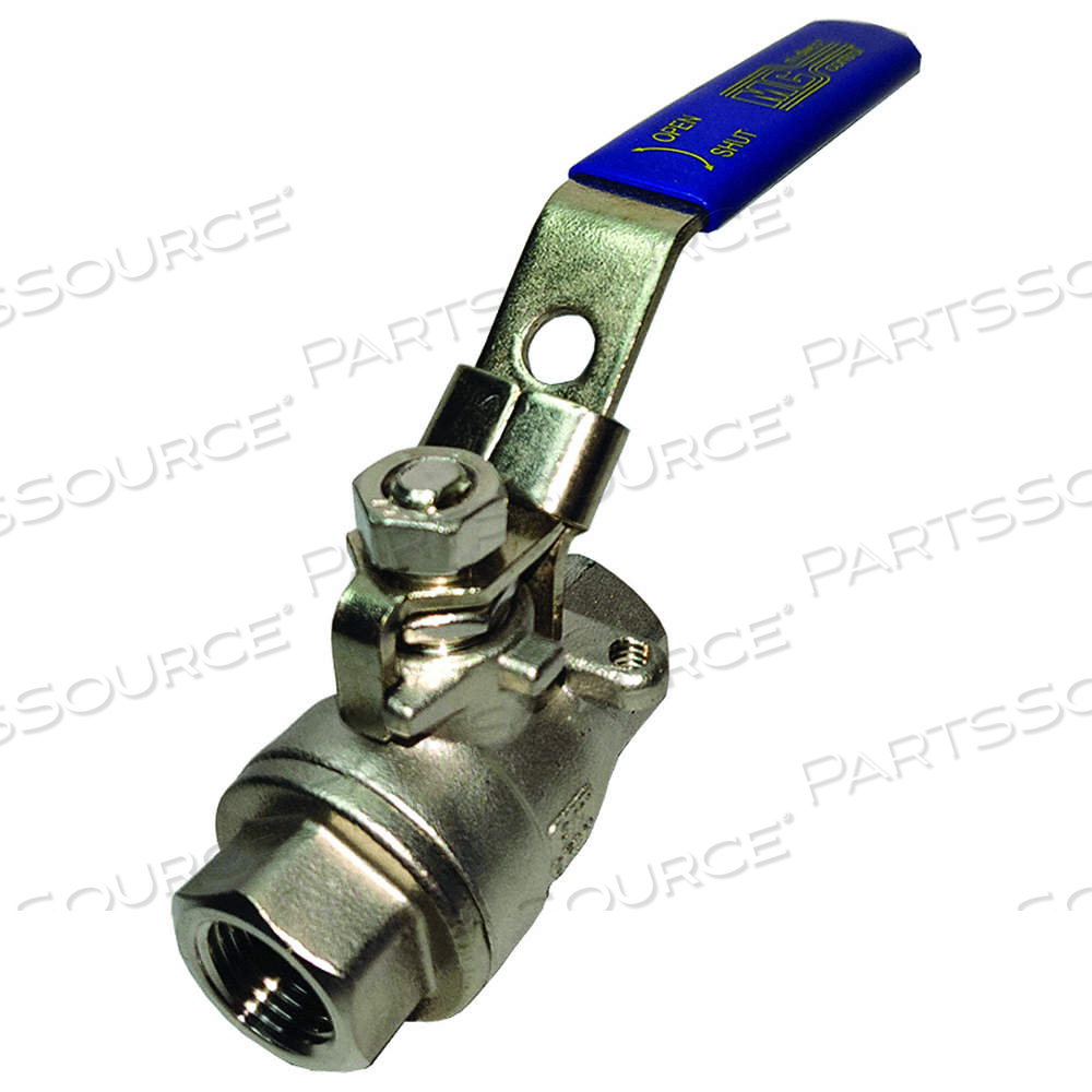MANUAL TWO-WAY BALL VALVE, 3/4 IN, 316 STAINLESS STEEL, STRAIGHT VALVE BODY, PTFE by Approved Vendor