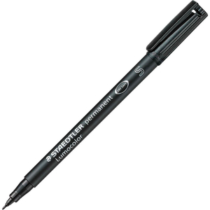 LUMOCOLOR PERMANENT UNIVERSAL PEN, SUPER FINE, BLACK INK, 10/BOX by Staedtler