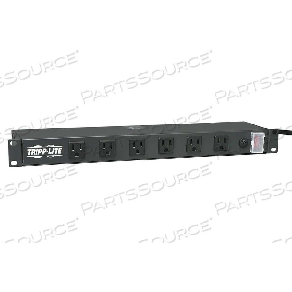 120V 15A NEMA 5-15P INPUT (12) 5-15R OUTLET 1800W BLACK METAL 1U RACK-MOUNT POWER STRIP by Tripp Lite 120V 15A NEMA 5-15P INPUT (12) 5-15R OUTLET 1800W BLACK METAL 1U RACK-MOUNT POWER STRIP by Tripp Lite