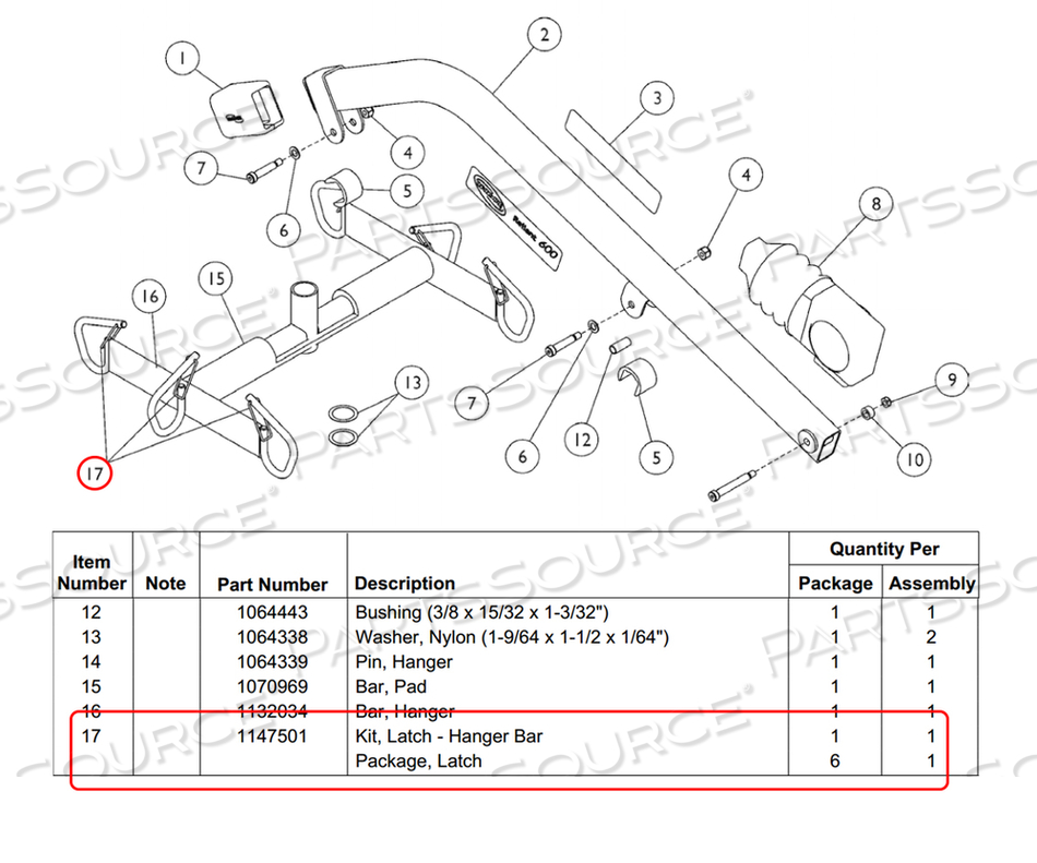 HANGER BAR CLIP by Invacare Corporation