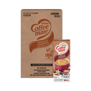 LIQUID COFFEE CREAMER, VANILLA CARAMEL, 0.38 OZ MINI CUPS, 50/BOX, 4 BOXES/CARTON, 200 TOTAL/CARTON by Coffee-Mate