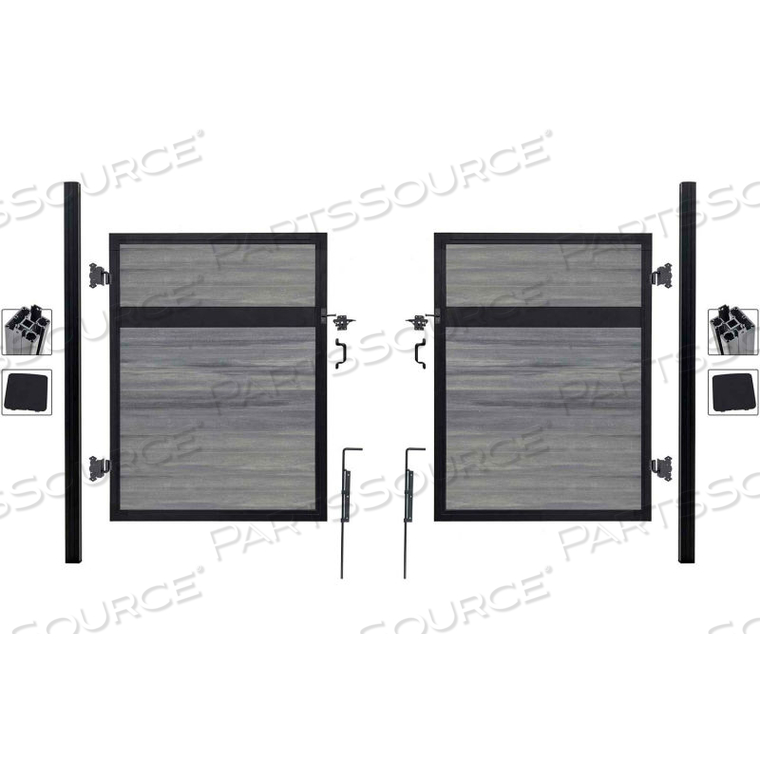 ESTATE 10'W X 6'H OXFORD GREY ALUMINUM/COMPOSITE ADJUSTABLE FENCE DOUBLE GATE KIT- IN GROUND ONLY by Jewett Cameron Companies