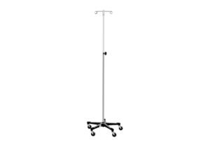 IV STAND STAINLESS STEEL 2 HOOK W/TRU LOC MECHANISM W/5 LEG BASE by Blickman