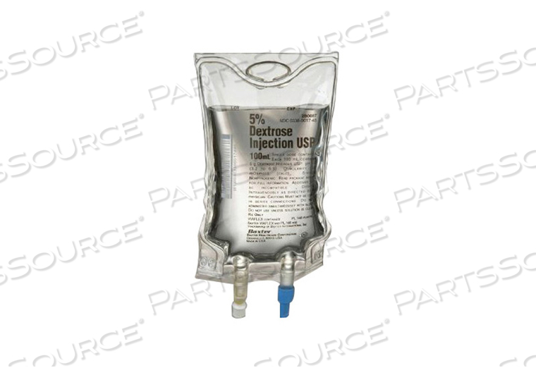 INJECTION, DEXTROSE 5%/WATER, 100 ML, CLEAR, 9.6 IN X 13.4 IN X 18.9 IN 