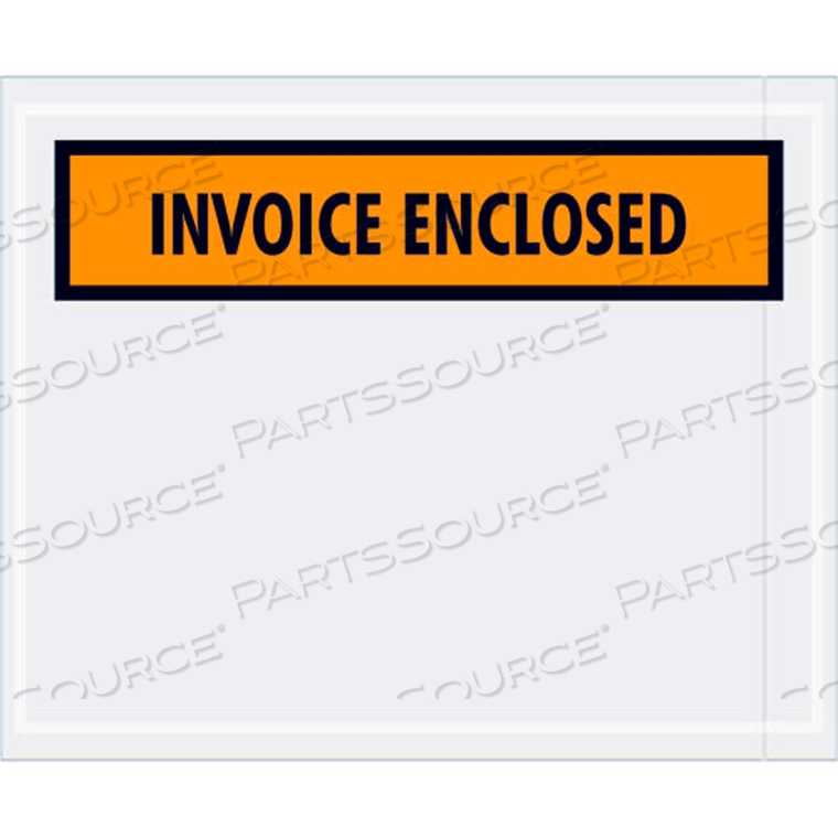 PANEL FACE ENVELOPES - "INVOICE ENCLOSED" 4-1/2 X 5-1/2" ORANGE - 1000/CASE by The Packaging Wholesalers