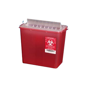 PLASTI-PRODUCTS 5-QUART SHARPS CONTAINER, HORIZONTAL ENTRY, RED, CASE OF 20 by PPI