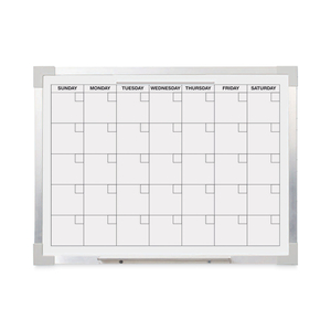 FRAMED CALENDAR DRY ERASE BOARD, 24 X 18, WHITE, SILVER ALUMINUM FRAME by Flipside Products Inc