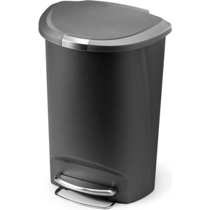 SEMI ROUND PLASTIC STEP CAN - 13 GALLON GRAY by Simplehuman