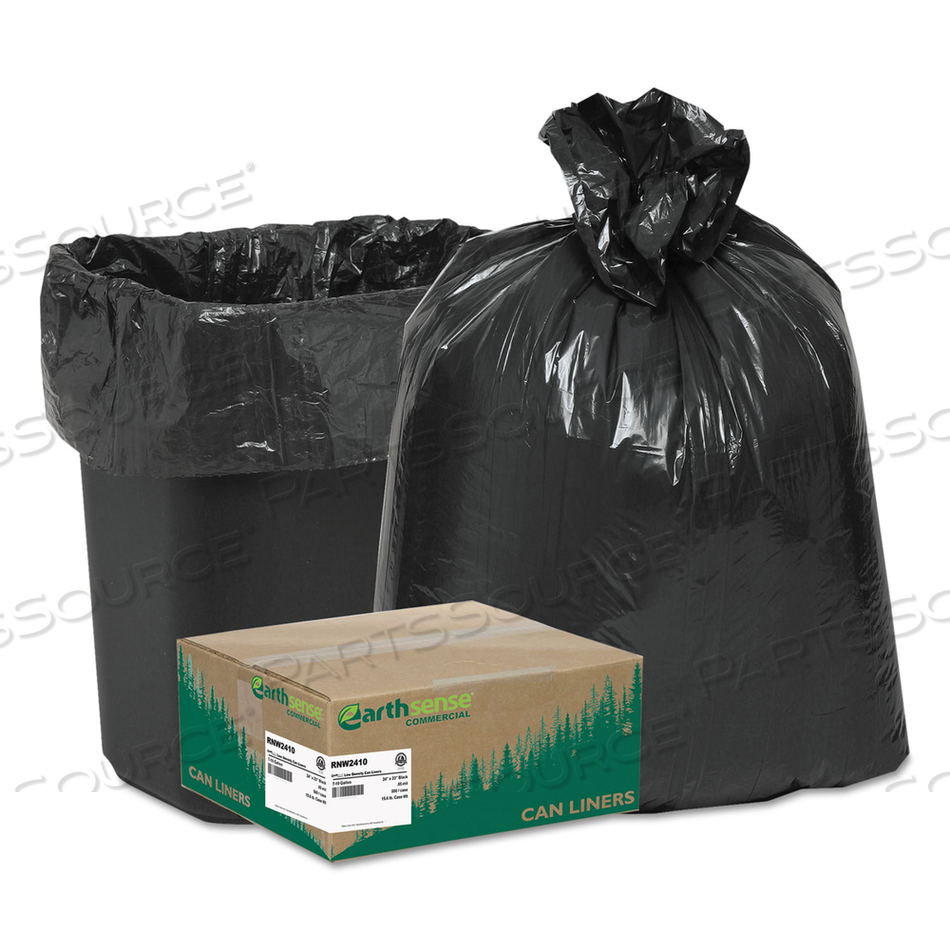 LINEAR LOW DENSITY RECYCLED CAN LINERS, 10 GAL, 0.85 MIL, 24" X 23", BLACK, 25 BAGS/ROLL by Earthsense