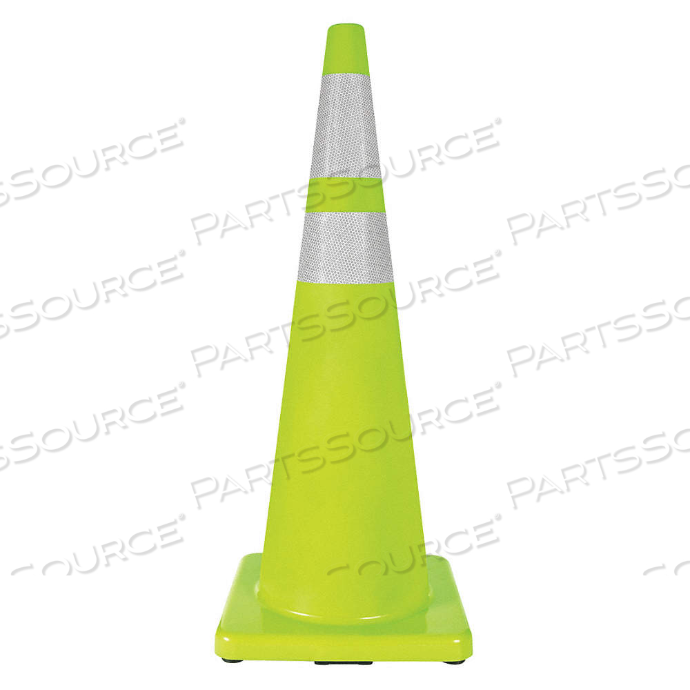 TRAFFIC CONE, NOT APPROVED FOR ROADWAY USE, REFLECTIVE, 36 IN CONE HT, LIME, STD CONE, PVC, BLANK by Approved Vendor TRAFFIC CONE, NOT APPROVED FOR ROADWAY USE, REFLECTIVE, 36 IN CONE HT, LIME, STD CONE, PVC, BLANK by Approved Vendor