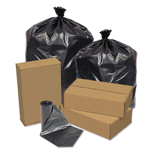 ECO STRONG CAN LINERS, 45 GAL, 1.5 MIL, 40" X 46", BLACK, 100/CARTON by Pitt Plastics, Inc